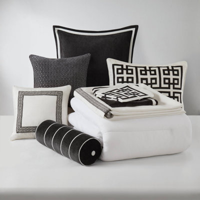 Oversized Comforter Set With Elegant Greek Embroidery Polyester For Year-round Luxury Bedding