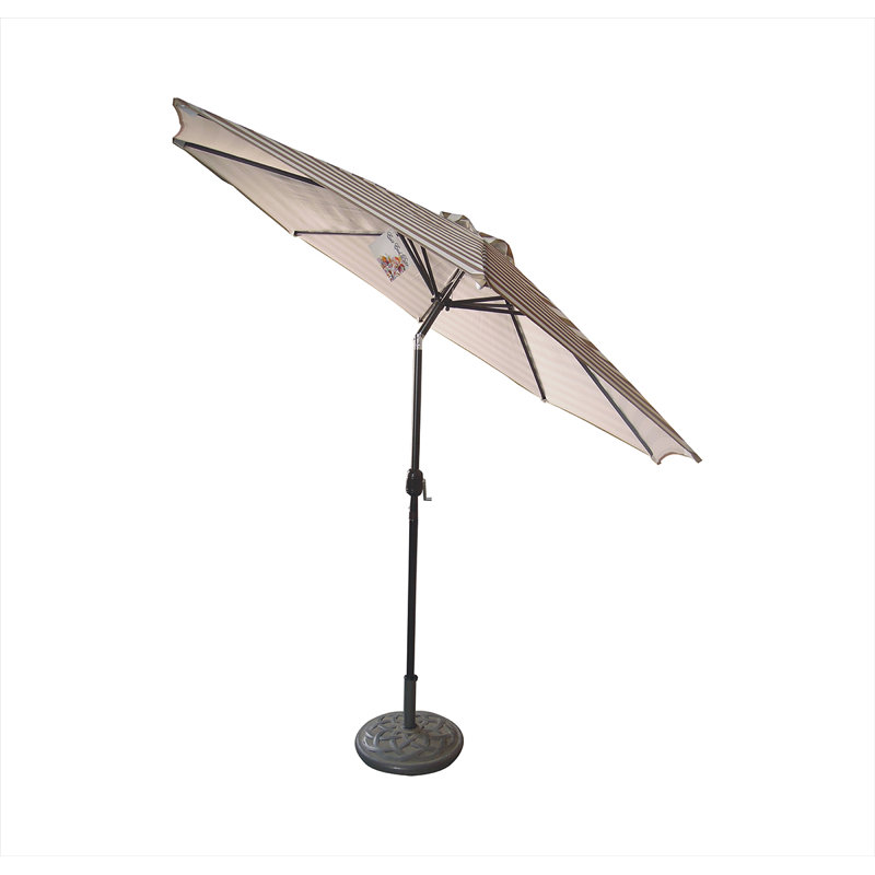 Parasol de marché 8 pi lb international, Inclinaison à bouton-poussoir, Taupe / Blanc