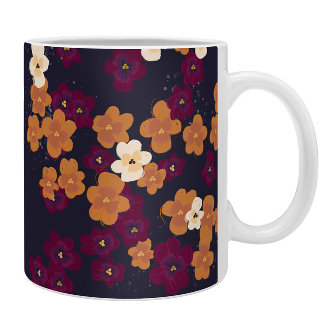 Grande tasse à café à fleurs pensées
