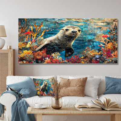 Hardie otarie au-dessus d'un corail I - otarie murale