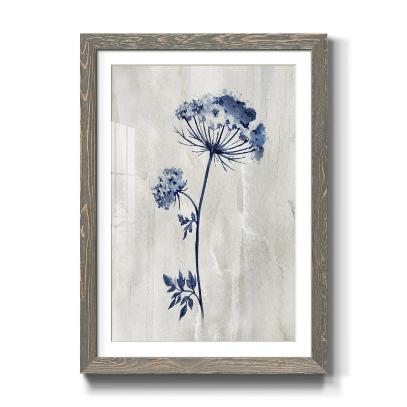 Indigo botanique I - impression, gris, H 44 po x l 31 po x P 1 po