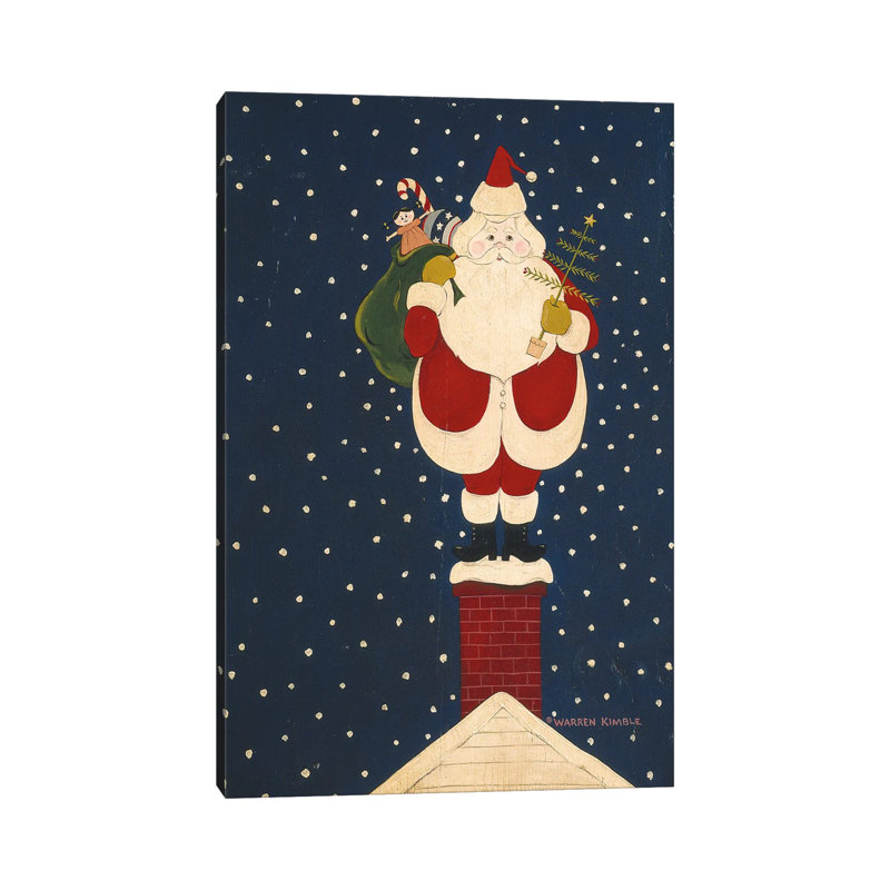 «Chimney Santa», reproduction d'art sur toile tendue