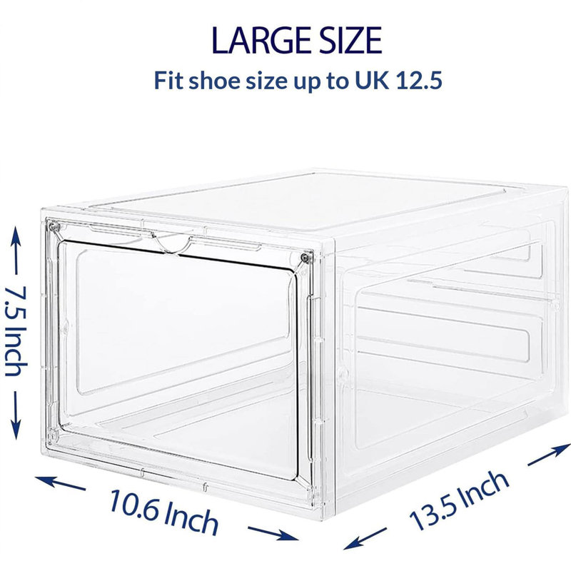 6 Pair Stackable Shoe Storage Box, White