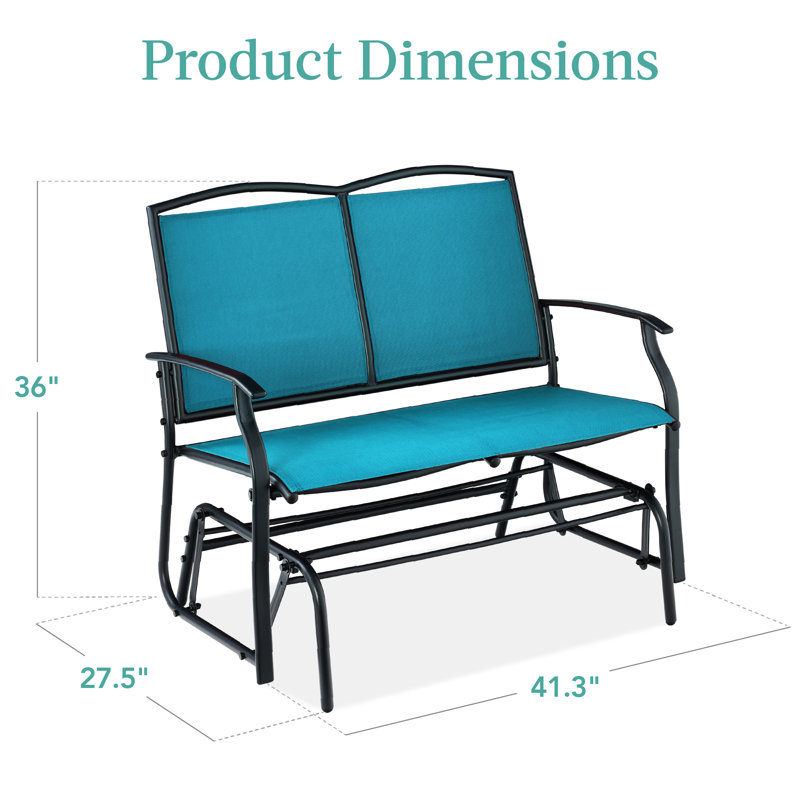Fauteuil oscillant d'extérieur en métal Nethuki, Bleu paon / noir