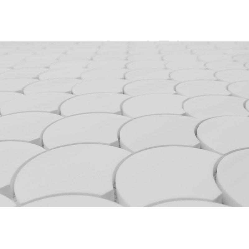12" x 12" Marble Fish Scale Mosaic Wall & Floor Tile, White