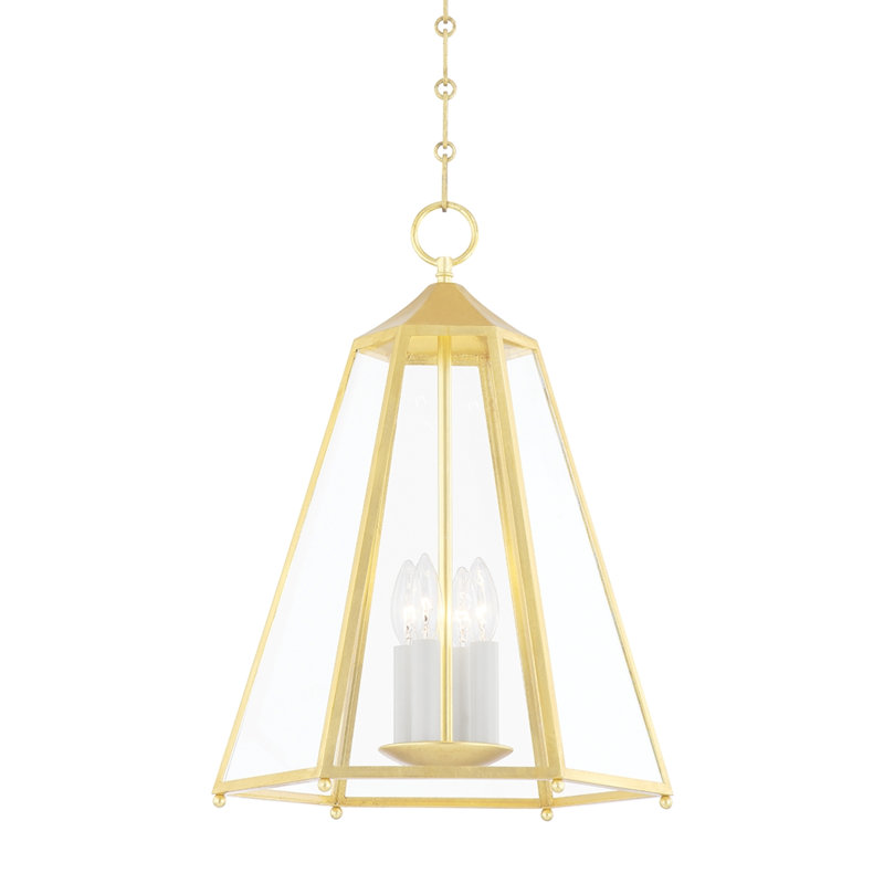Lustre géométrique à 4 lumières, Feuille d'or