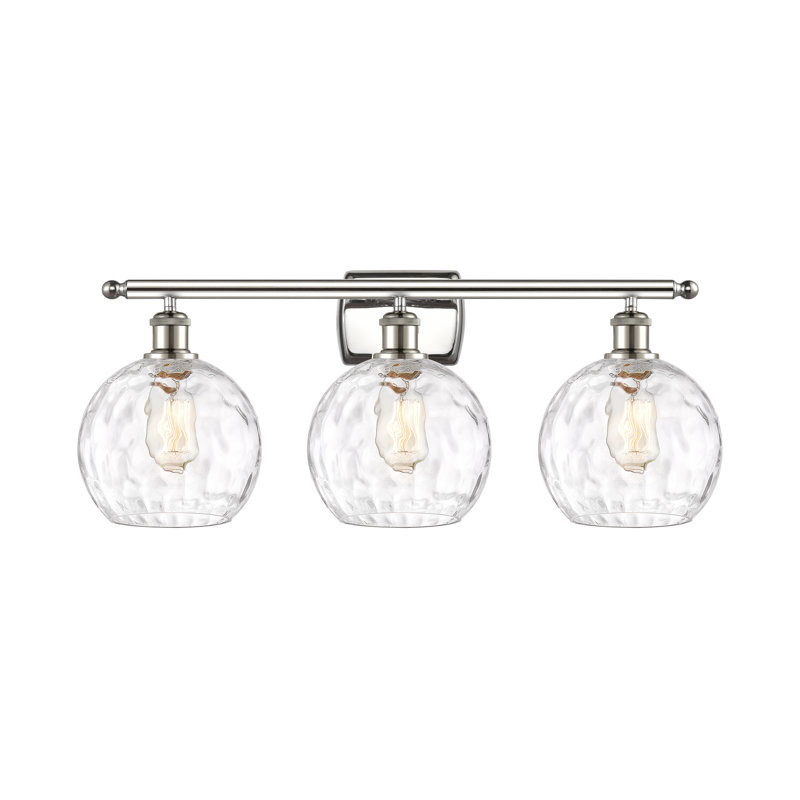 Éclairage pour meuble-lavabo en laiton antique à 3 lumières Almatine, Nickel poli, DEL