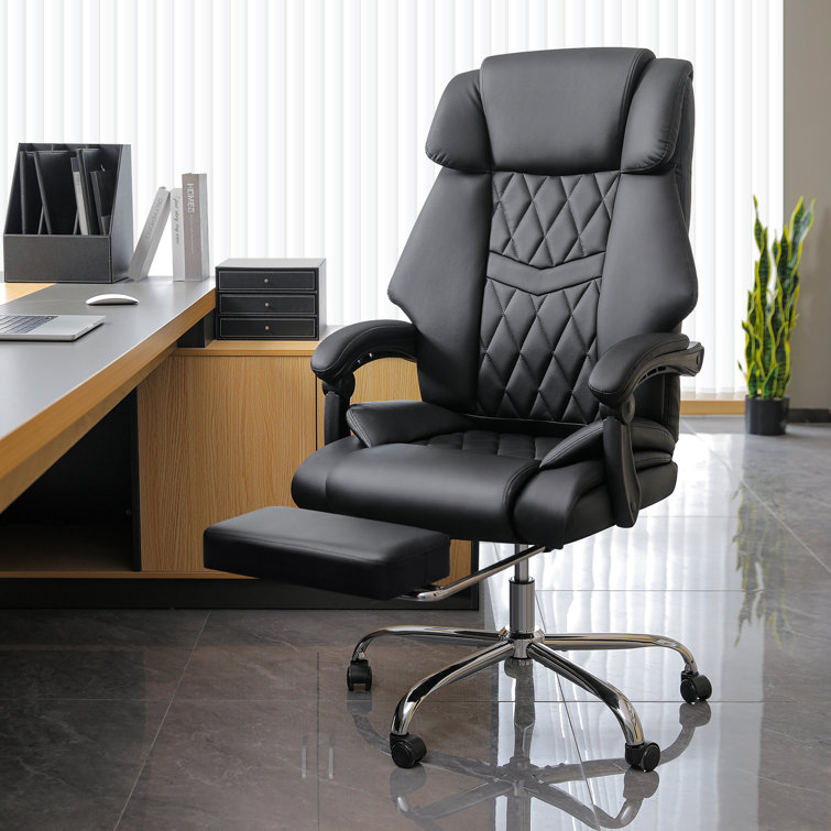 For Living Faux Leather Height Adjustable Executive Swivel Office/Desk  Chair, Black