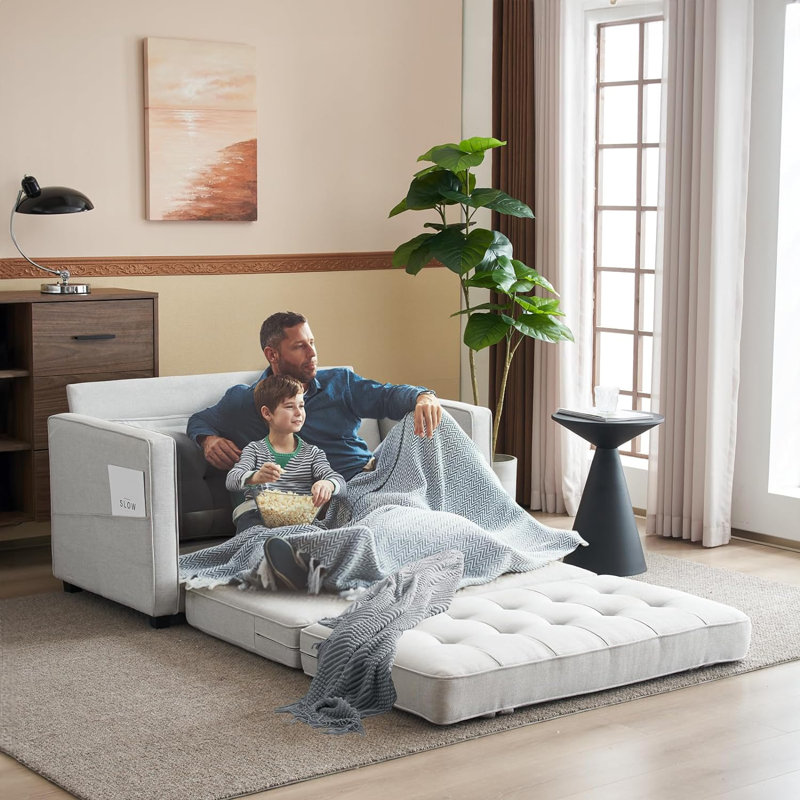 Learco Upholstered 53.54'' Sleeper Sofa, Light Grey