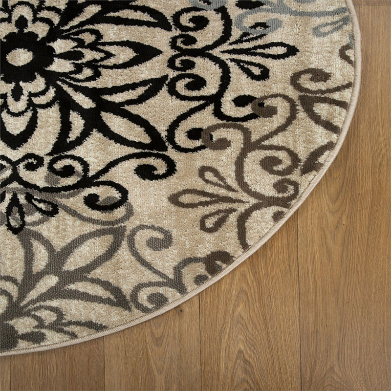 Tapis rond brun clair et gris Magnuss, Rond 8 pi