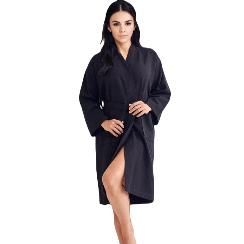 Goldrick Cotton Blend Waffle Girl / Woman+ Mid-Calf Bathrobe with Pockets, One Size Fits All