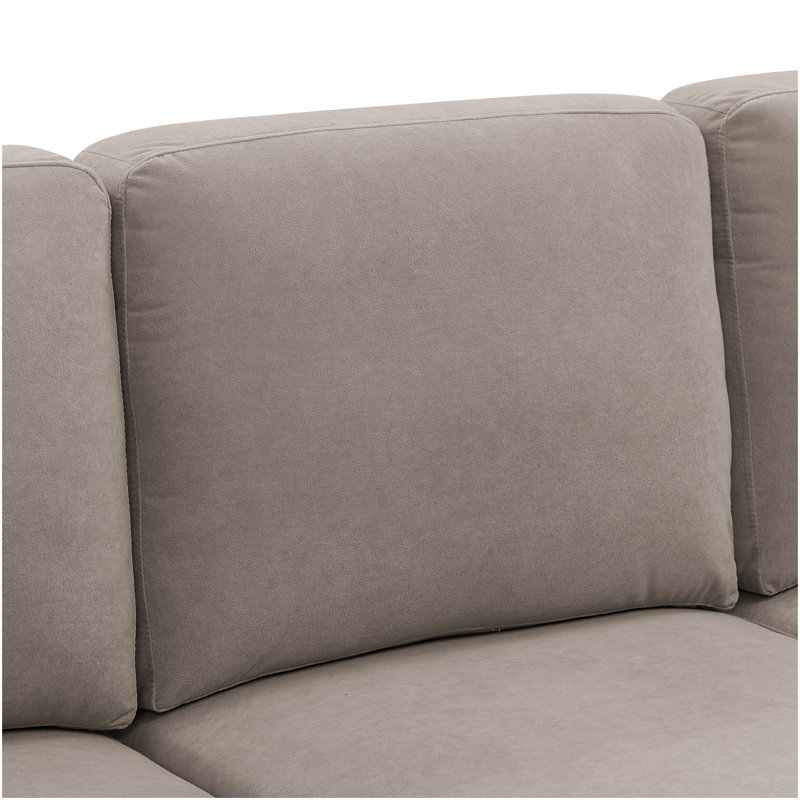Canapé modulaire en U rembourré de polyester avec pieds en métal, Kaki