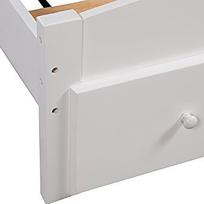 Marcia Solid Wood Slat Storage Bed, 37.3"H x 41.7"W x  74.1"D, White