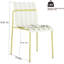 Paquet de 4 chaises rayées à blocs de couleur avec métal et PP imperméable pour les balcons intérieurs / extérieurs, blanc crème et jaune grain extérieur