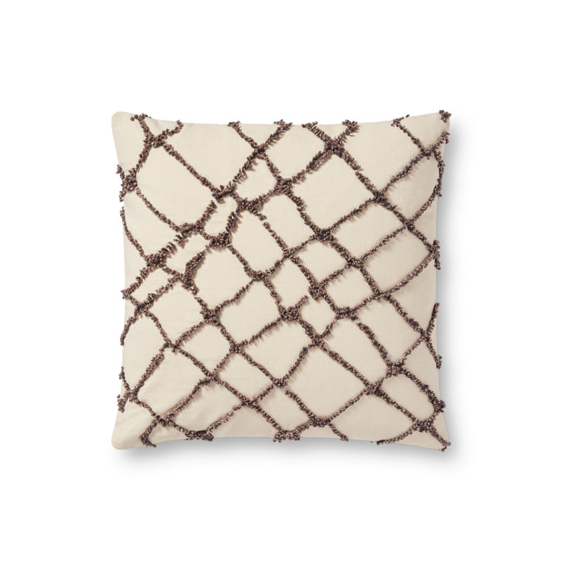 Ivory and Black Geometric Cotton 18" Square Pillow Cover