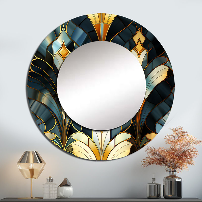 Déco or et marbre Emerard opulence - miroir en marbre, miroir mural rond unique moderne, art imprimé en métal, 29 po x 29 po