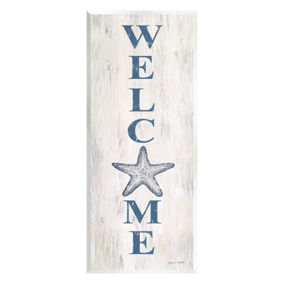 «Welcome», étoile de mer, phrase, signe, art mural par Annie Lapoint