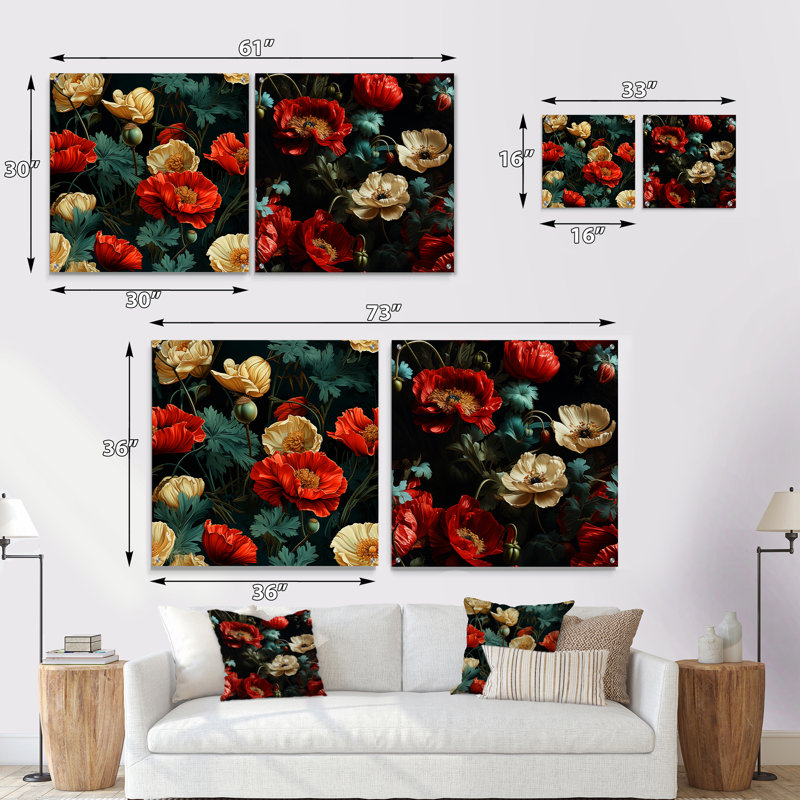 Anae - Ensemble de 2 art mural en verre acrylique, H 16 po x l 33 po