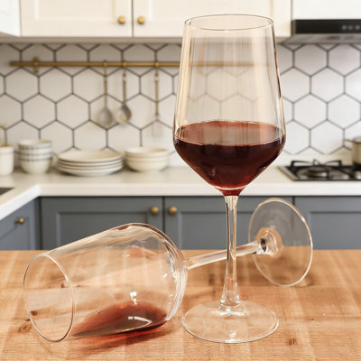 Premium Wine Glasses Set Of 12, 13 Oz Clear Glass For Red And White Wine, Dishwasher Safe With Smooth Rim And Sturdy Base