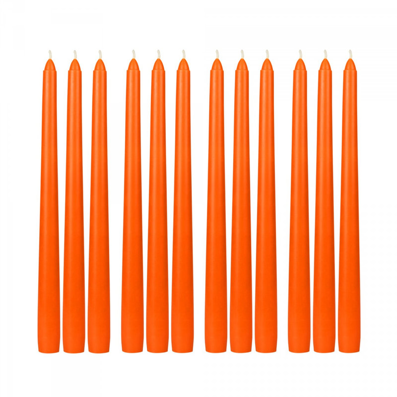 Ensemble de 12 chandelles fuselées non parfumées Estela, Orange