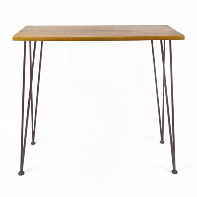 Outdoor Wood and Metal Bar Table