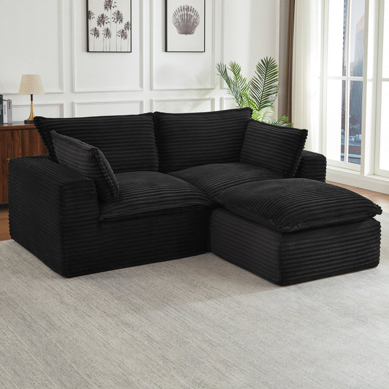 Canapé avec repose-pieds Boneless, Noir