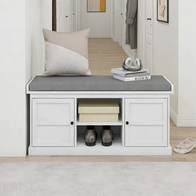 Rectangular Storage Bench, Cushioned Seat for Entryway/Bedroom