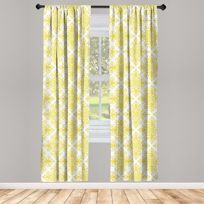 Damask Semi-Sheer Rod Pocket Curtain Panels