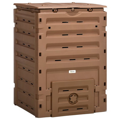 Outsunny Garden Compost Bin, 120 Gallon (450L) Garden Composter, BPA Free, with 80 Vents and 2 Sliding Doors, Lightweight & Sturdy, Fast Creation of F