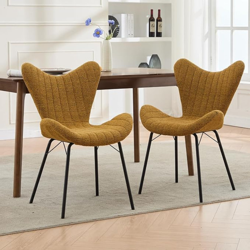 49cm H Upholstered Metal Accent, Yellow