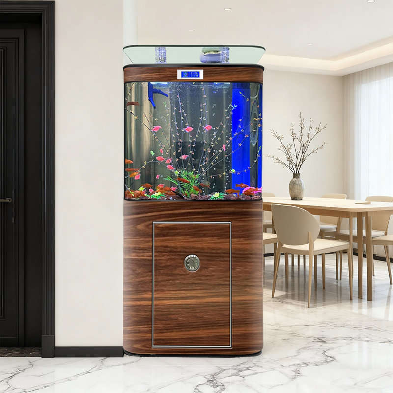 Réservoir d'aquariums carrés avec filtre supérieur, 26.42 Gallon (59.06"H x 39.37"W x 15.75"D), Brown