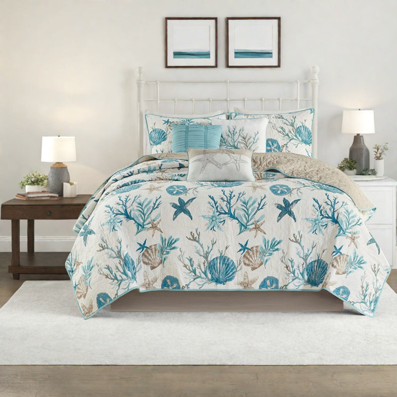 Luxurious Cotton Sateen Bedding Sets With Coastal Design For Home