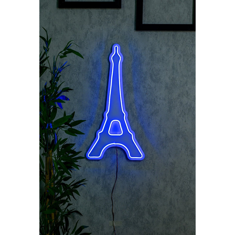 Bande d'éclairage néon flexible à DEL - étanche (IP67), 11,0 po x 21,8 po | Couleur bleue, modèle en mousse de PVC | Adaptateur 12 V 4 A, 36 W maximum | Parfait pour la décoration intérieure, les fêtes et les étalages créatifs