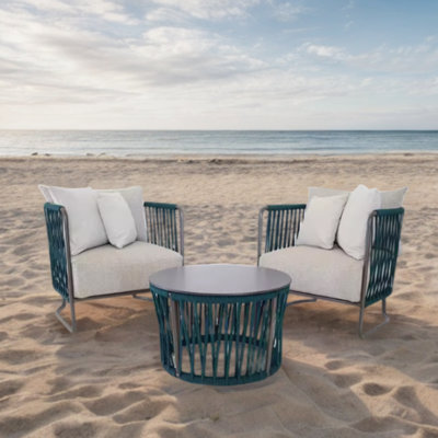 Modern Simple Outdoor Waterproof Sponge Sofa Sets 2 - Person Patio Conversation Set with Cushions