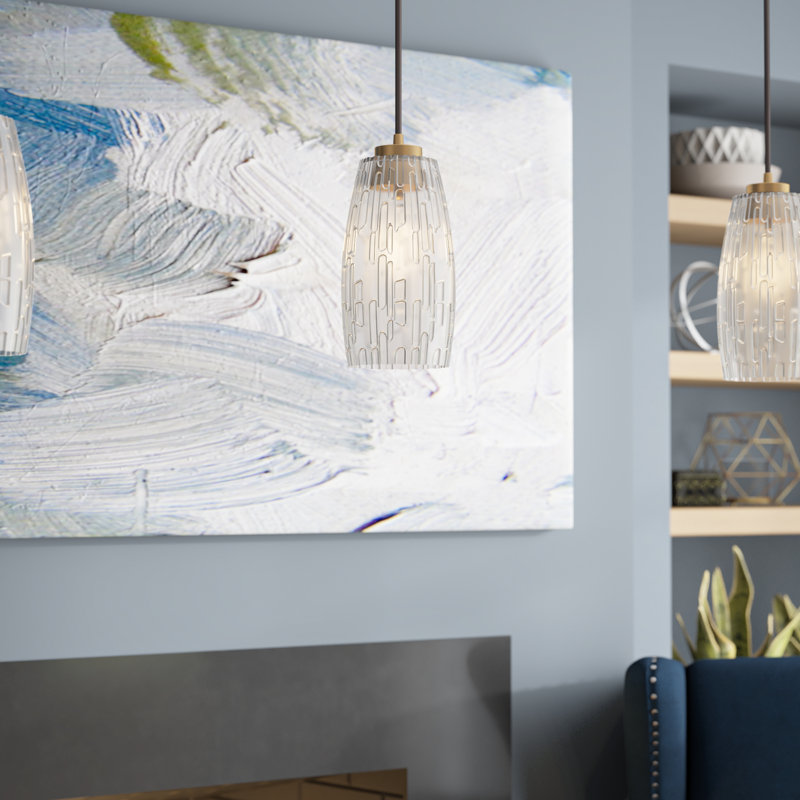 Luminaire suspendu cylindrique à 1 lumière, Laiton vieilli
