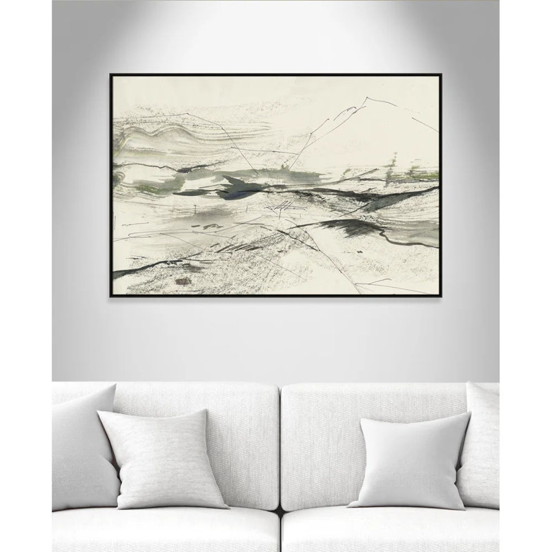 " Green Sketches " by PI Studio, Pas de tapis, Cadre flottant espresso, H 41,5 po x l 61,5 po x P 2 po