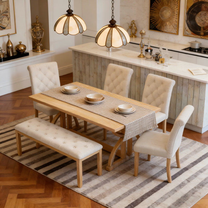 Ensemble repas pour 6 personnes Borina, Bois naturel