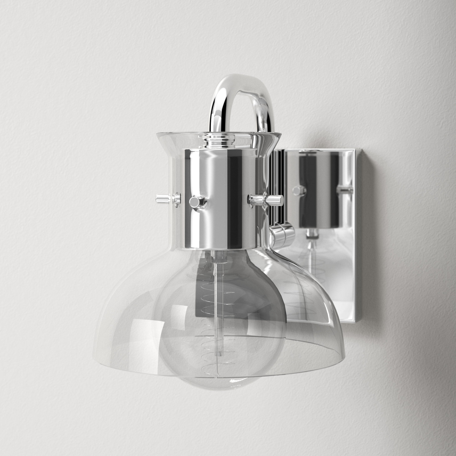 Luke Single Transparent Dimmable Bath Sconce, Polished Nickel