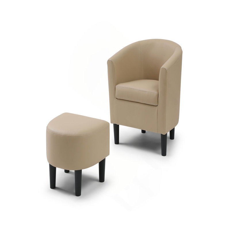 Chaise en bois massif avec repose-pieds Salem, Beige