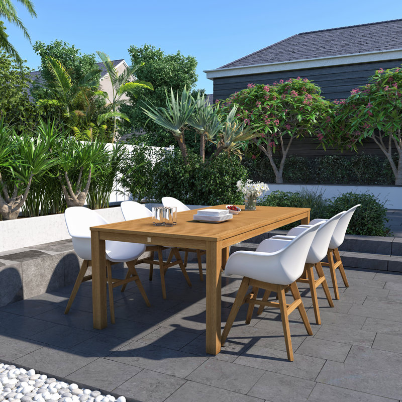 Anautica 6 - Person Wood Patio Dining Set with Rectangular Table