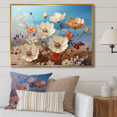 «White Wildflowers Farmhouse Charm» sur impression sur toile