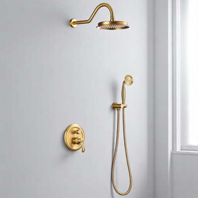 KISRAIS Retro Shower Faucet Set with Rough-In Valve with 9 Inches Rain Shower Head