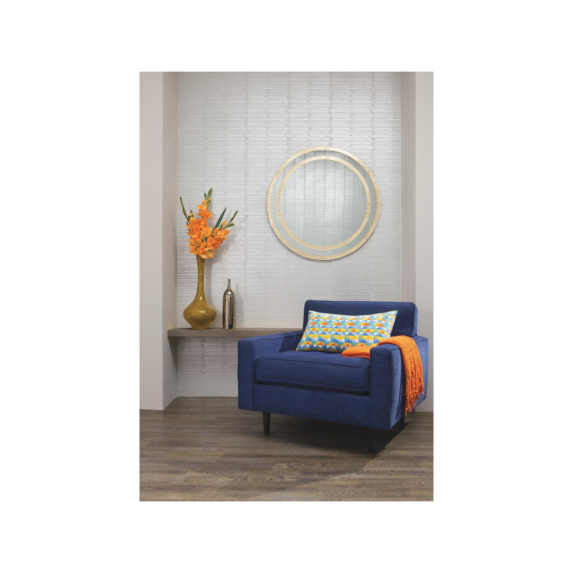 Boudin Modern Abstract Wallpaper, Metallic Silver
