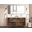 Meuble-lavabo sur pied moderne Tennant Brand 60 pouces, chêne chaud brun fumé, double vasque, comptoir en quartz blanc, entièrement assemblé