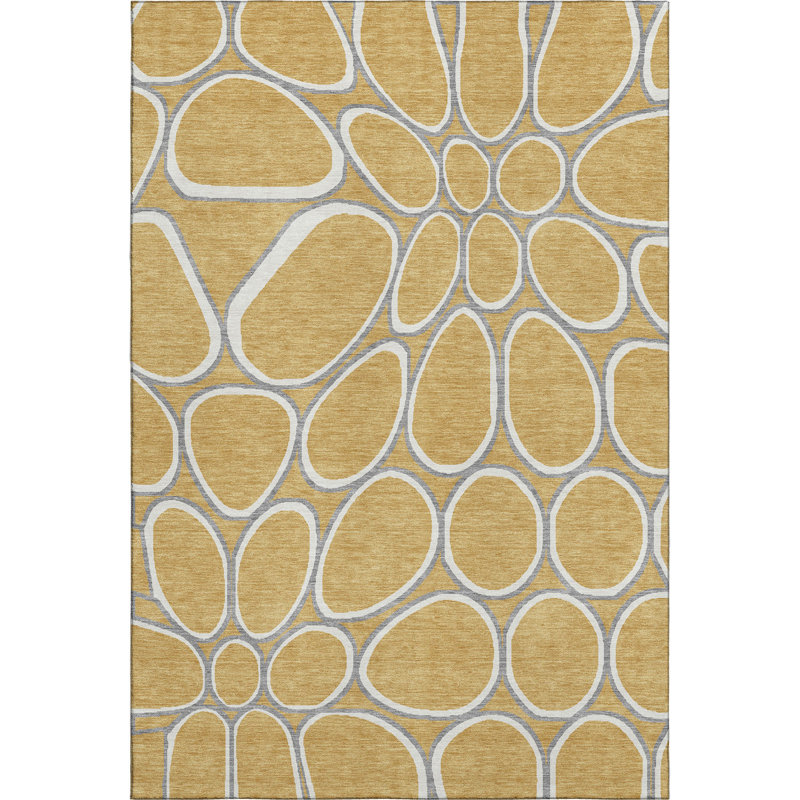 Premium Machine Washable Corry AMF1041 Circles Rug, Rectangle 9' x 12'