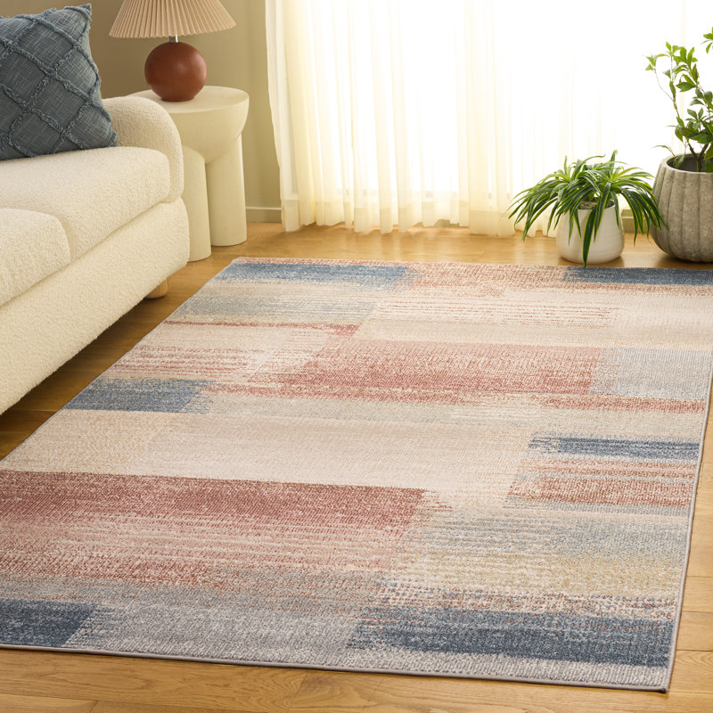 Tapis abstrait lavable à la machine Macur, Rectangle 5 pi 3 po x 7 pi 6 po