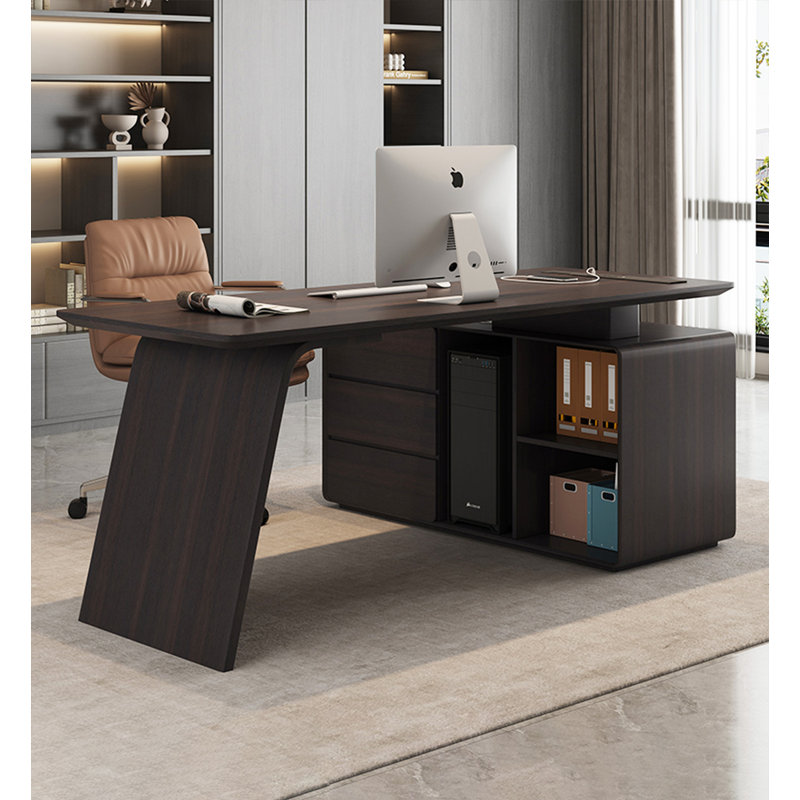 Bureau de direction en L en bois massif avec rangement de grande capacité, 29.5" H x 78.7" W x 47.2" D