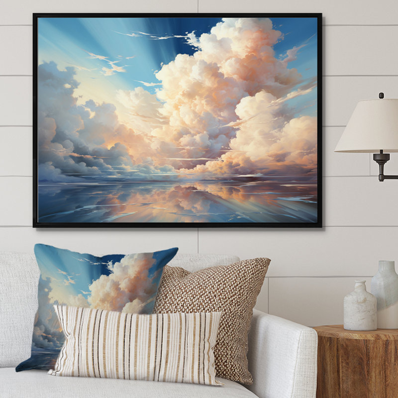 «Clouds Coastal Horizons I» sur toile, Cadre flottant doré, H 12 po x l 20 po x P 1 po