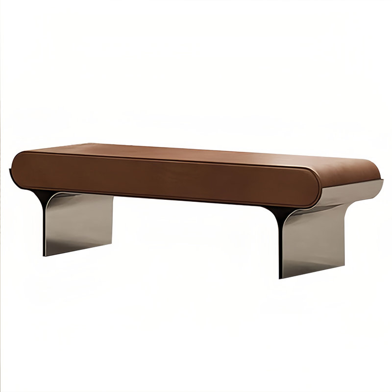 Banc rembourré en cuir de microfibre Pagas, H 17,71 po x l 62,99 po x P 15,74 po