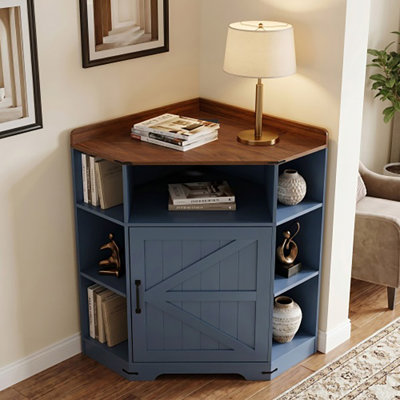 Armoire de rangement en coin à 3 niveaux en bois avec ports USB-A, Type-C et prises de courant CA, organisateur de bibliothèque de coin industriel réglable à 6 casiers pour la salle de jeux